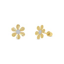 14KE0001. - 14 Karat Yellow & White Gold Iridescent Daisy Earrings