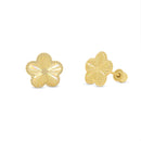 14KE0004. - Pendientes de oro amarillo de 14 quilates con flores iridiscentes y corte de diamante.