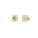 14KE0007. - 14 Karat Yellow Gold Diamond Cut Cut Out Flower Earrings