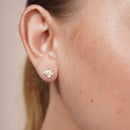 14KE0008. - 14 Karat Yellow Gold Diamond Cut Flower Earrings