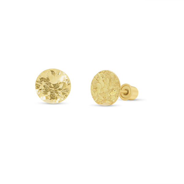 14KE0017. - Pendientes de disco con corte de diamante confeti amarillo de 14 quilates