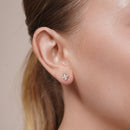 14KE0021. - 14 Karat Yellow Gold Beaded &  Diamond Cut Confetti Clover Earrings