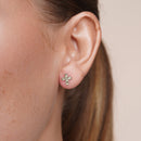 14KE0022. - 14 Karat Yellow Gold Beaded &  Diamond Cut Confetti Cross Earrings