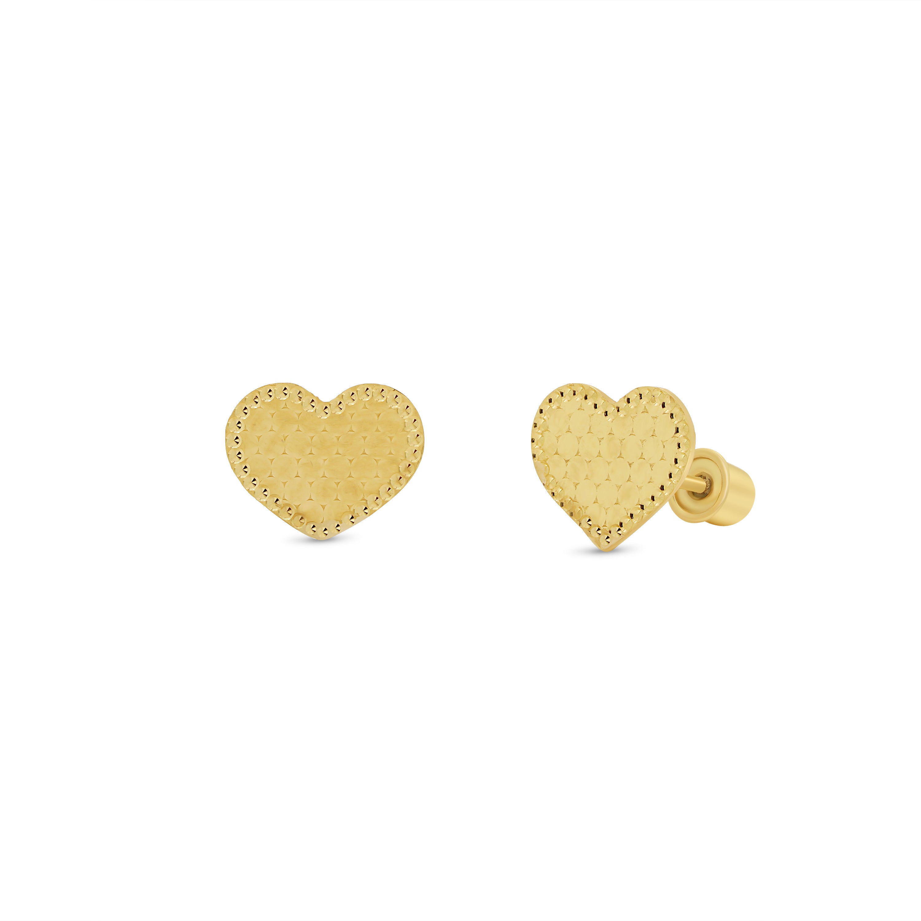 14KE0023. - 14 Karat Yellow Gold Beaded & Honeycomb Heart Earrings