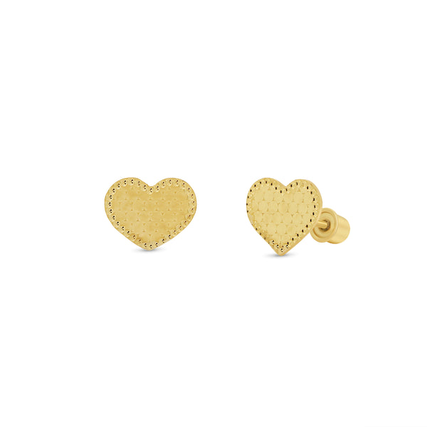 14KE0023. - Pendientes de oro amarillo de 14 quilates con forma de corazón y panal.