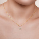 14KP0003. - 14 Karat Yellow Gold 6.9mm Diamond Cut Square CZ Studded Pendant