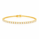 14LGMB00009 - 14 Karat Yellow Gold Round Lab Grown 6.16 Carat Diamonds 3.1mm Tennis Bracelet