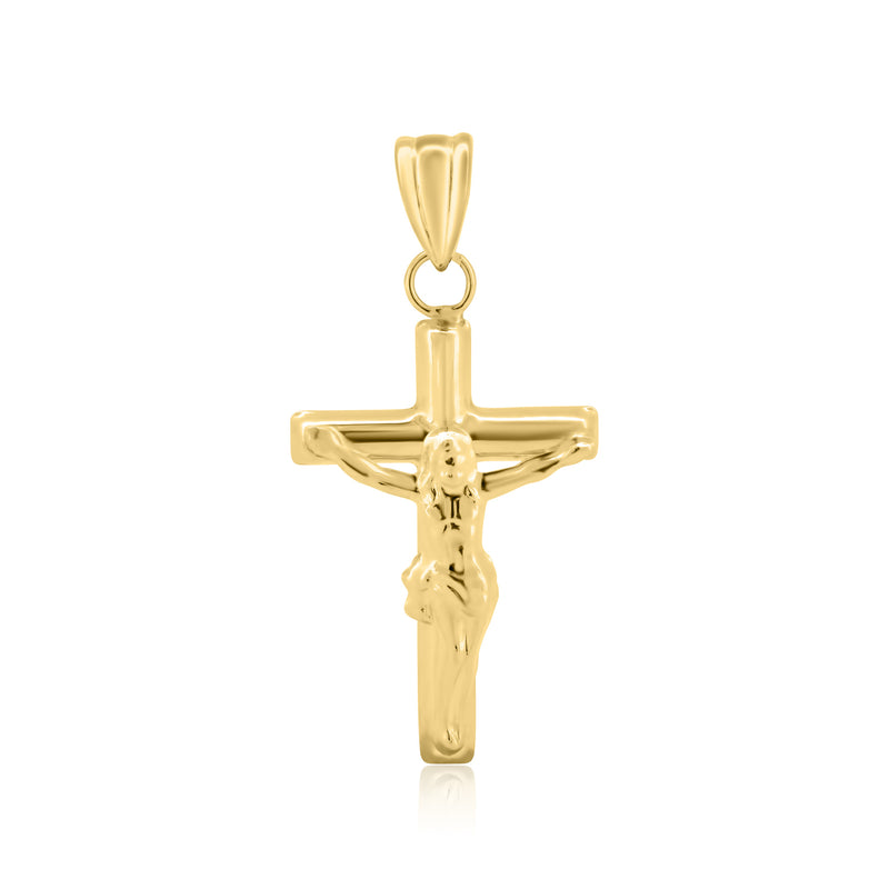 14P00042 - Colgante Crucifijo Tubo Hueco en Oro Amarillo de 14 Quilates