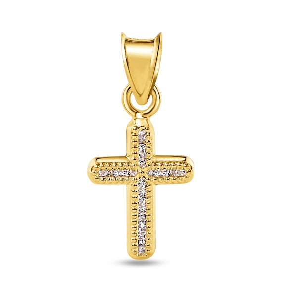 14P00048 - 14 Karat Yellow Gold Crucifix Clear CZ Pendant