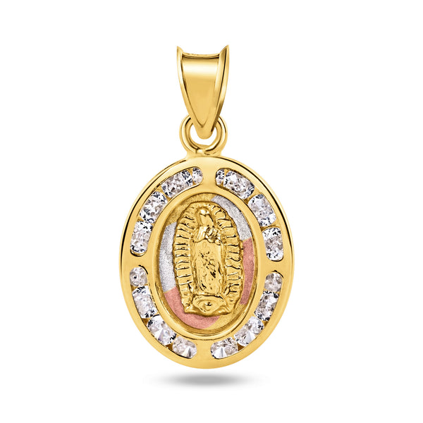 14P00056 - Colgante Guadalupe con circonita transparente de oro amarillo de 14 quilates