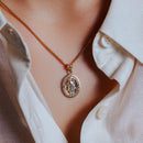 14P00057 - 14 Karat Yellow Gold St Jude Diamond Cut Two Tone Clear CZ  Pendant