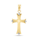 14P00078. - Colgante de cruz de tubo hueco con borde de cuentas de oro amarillo de 14 quilates