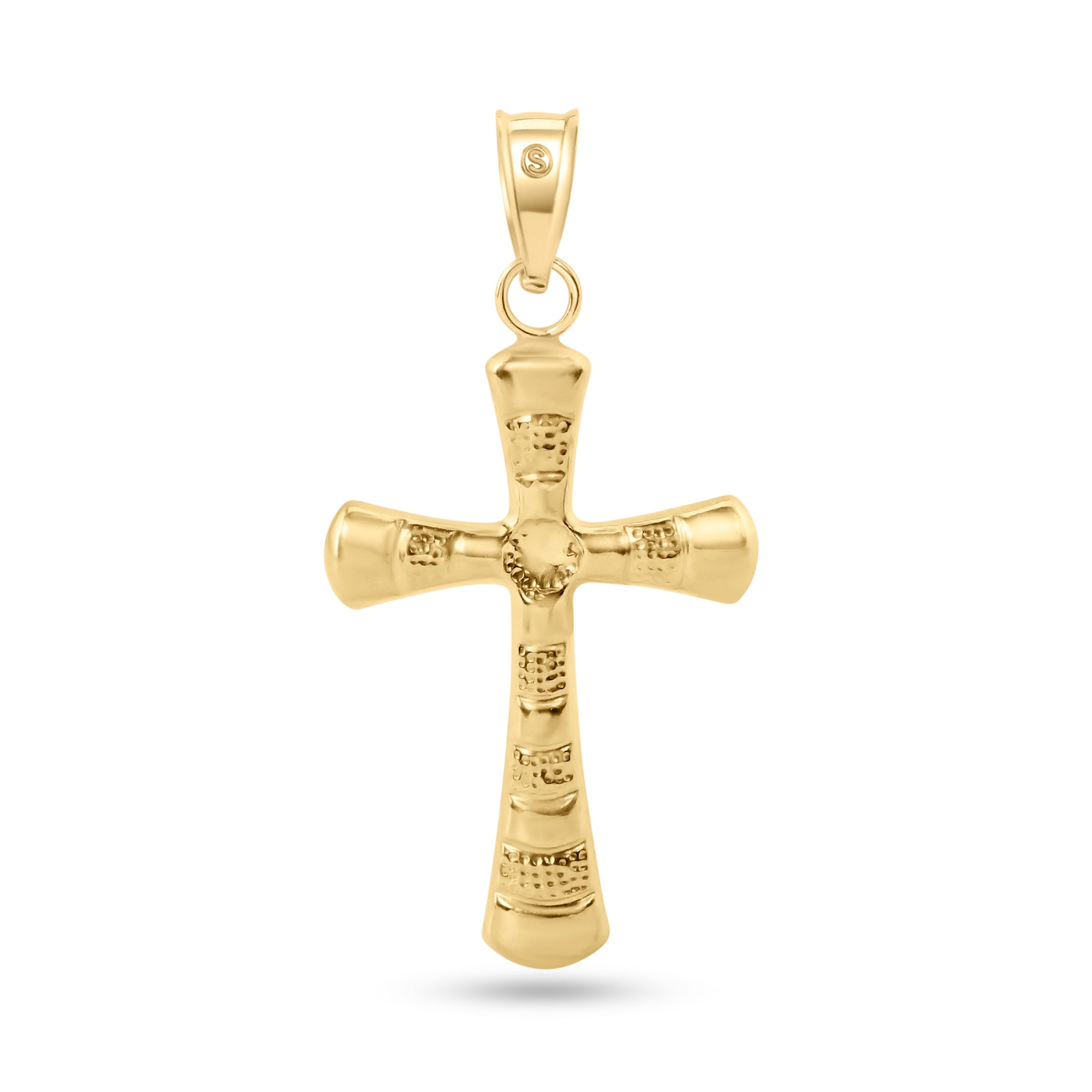 金パラ 14P00079. - 14 Karat Yellow Gold 2 Sided Patterned Hollow Tube