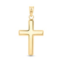 14P00086. - 14 Karat Yellow Gold Plain Hollow Tube Cross Pendant