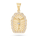 14P00105. - Colgante de oro amarillo de 14 quilates, 2 tonos, 26 mm, con circonita cúbica transparente de Jesucristo