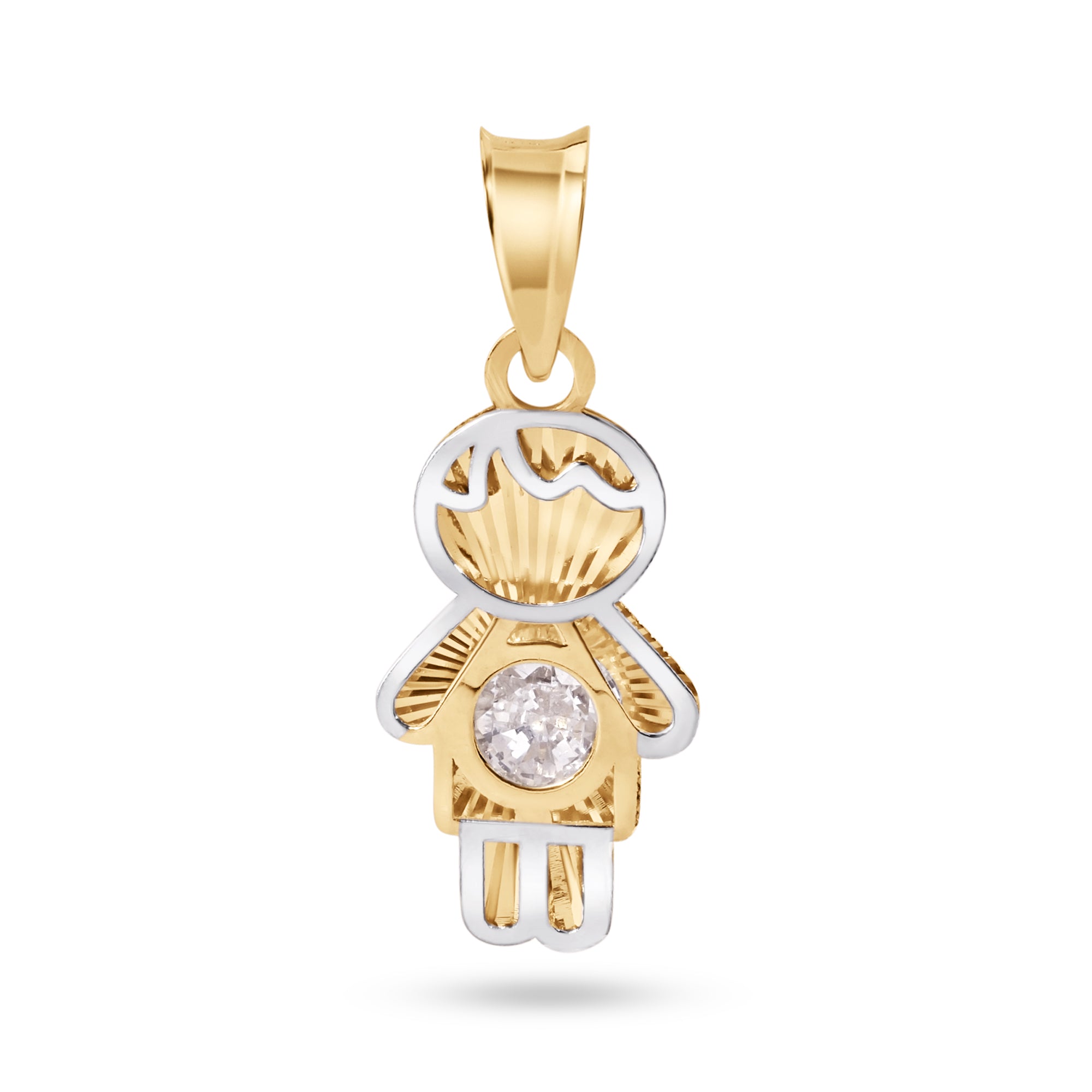 14P00121. - 14 Karat Yellow Boy Clear CZ Pendant