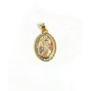 14P00122. - Colgante de medallón de San Judas en oro amarillo de 14 quilates con circonitas cúbicas de tres tonos y corte de diamante.