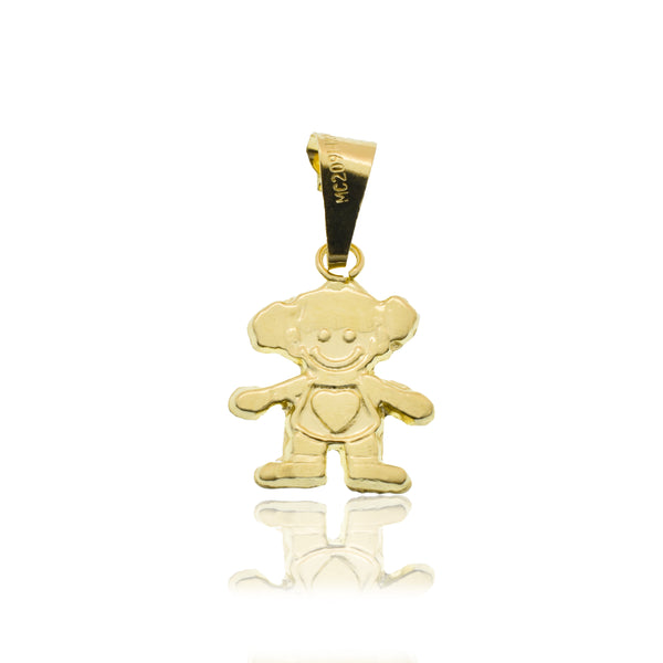 14P00149. - 14 Karat Yellow Gold Smiling Child Heart Detail Pendant