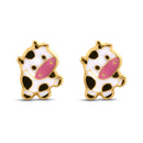 14E00338. - 14 Karat Yellow Gold Little Cow Screw Back Earrings