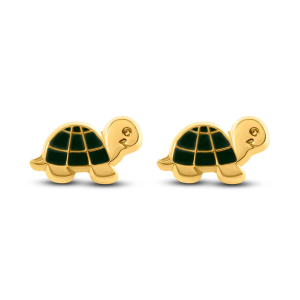 14E00421. - 14 Karat Yellow Turtle Screw Back Earrings