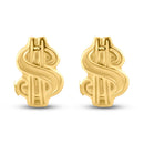 14E00424. - 14 Karat Yellow Dollar Sign Screw Back Earrings