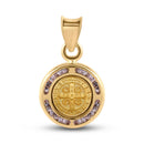 14P00107. - 14 Karat Yellow Gold 11.5mm Saint Benedict Medal Clear CZ Pendant