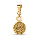 14P00108. - 14 Karat Yellow Gold 11mm Saint Benedict Medal Clear CZ Pendant