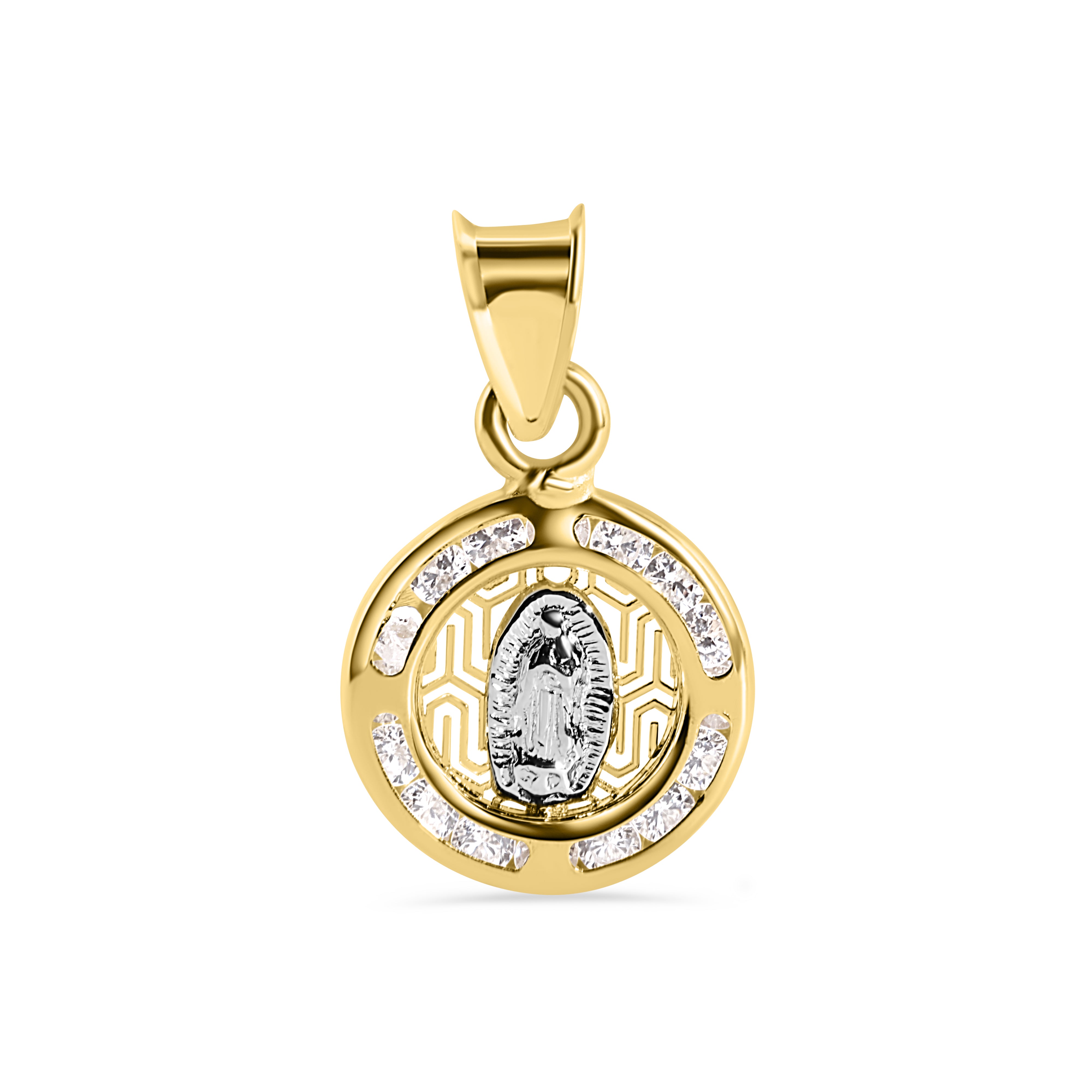 14P00127. - 14 Karat Yellow Gold Round Our Lady of Guadalupe Diamond ...