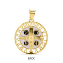 14P00133. - Colgante de oro amarillo de 14 quilates con oración de San Benito en esmalte ovalado de 19,8 mm