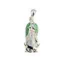Rhodium Plated 925 Sterling Silver Virgin Mary Clear and Green CZ Pendant - SLP00364