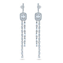 Rhodium Plated 925 Sterling Silver Dangling CZ Earrings - BGE00744