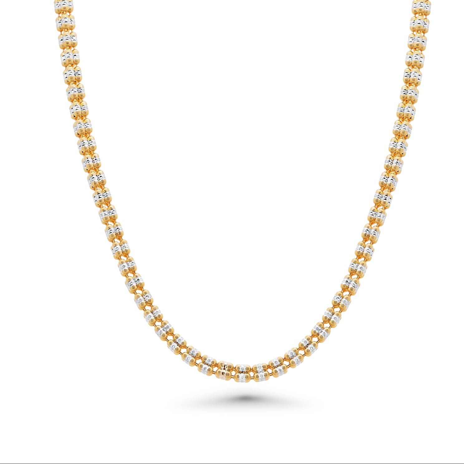 Gold Plated 925 Sterling Silver Ice 4 Sided Diamond Cut 180 3.6mm Chain or Bracelet - CH489GP