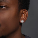 Silver 925 Rhodium Plated Micro Pave Clear CZ Stud Earrings - ACE00006