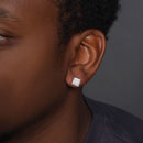 Pendientes de tuerca con circonita cúbica transparente y micro pavé chapados en rodio de plata 925 - ACE00045