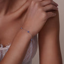 Rhodium Plated 925 Sterling Silver Five Evil Eye 4.5mm Charm Adjustable Bracelet - APB00002