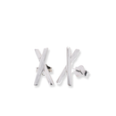 Rhodium Plated 925 Sterling X 6.1mm x 11.8mm Stud Earring - APE00004