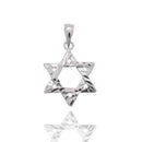 Rhodium Plated 925 Sterling Silver Diamond Cut Star of David 15mm Pendant - APP00001