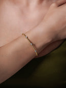 Gold Plated 925 Sterling Silver Three Heart Open Bangle with CZ - ARB00006GP