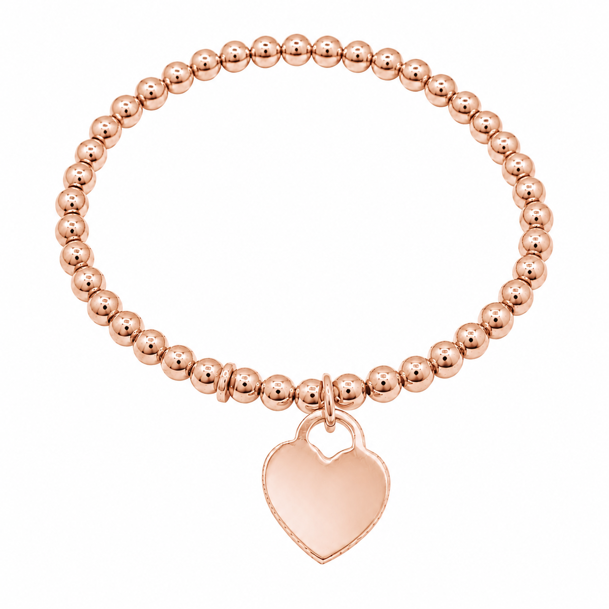 Pulsera de cuentas de corazón en plata de ley 925 rodiada - ARB00064RH