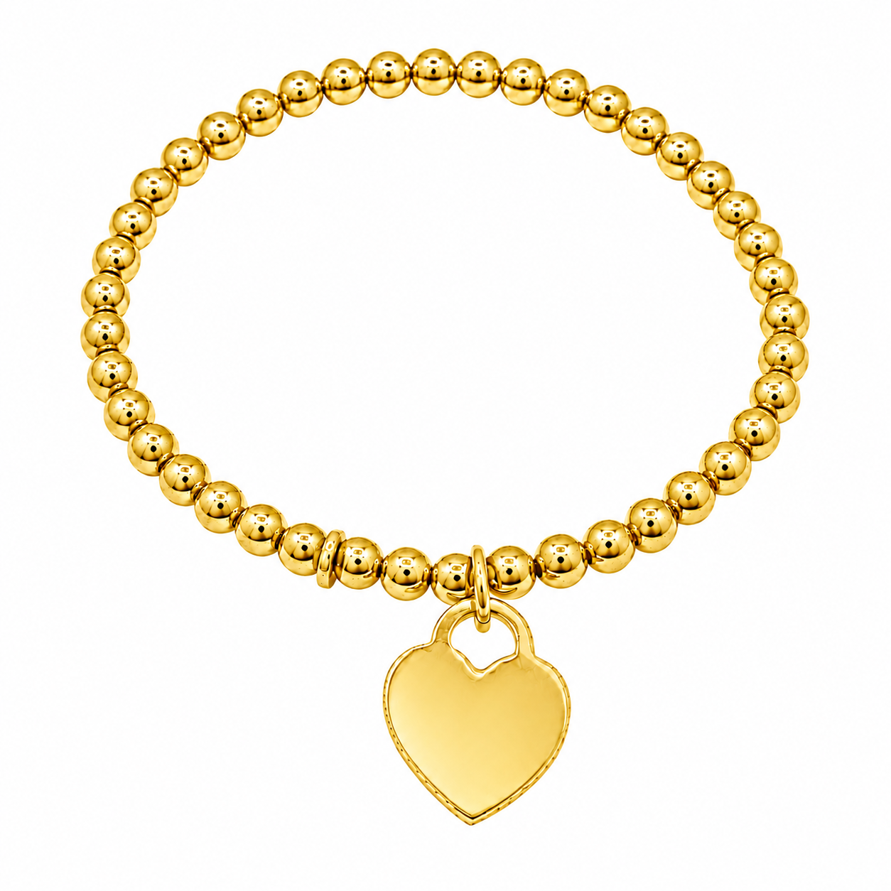 Pulsera de cuentas de corazón en plata de ley 925 rodiada - ARB00064RH