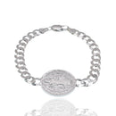 High Polished 925 Sterling Silver 25.2mm Saint Benedict Charm on 7mm Curb Bracelet - ARB00070
