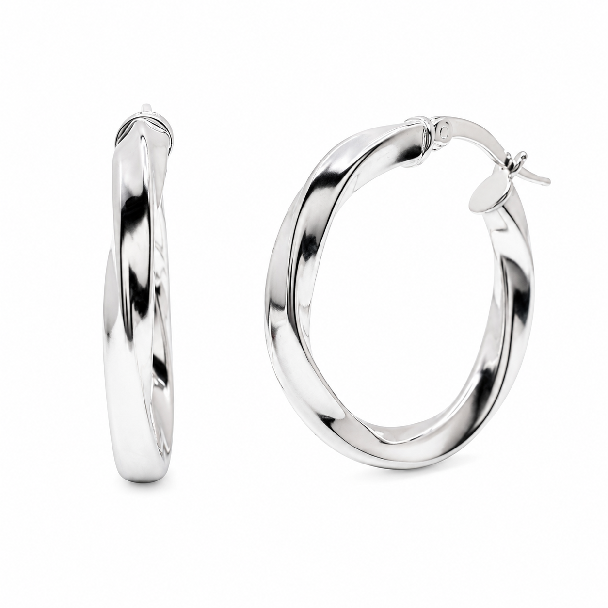 925 Sterling Silver Silver Twisted Hoop Earrings - ARE00050