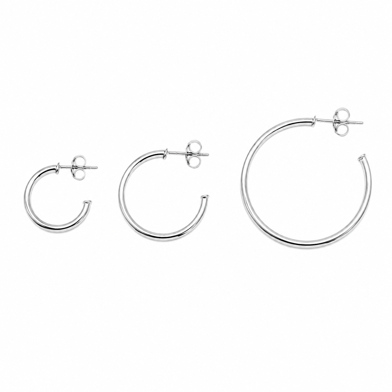 925 Sterling Silver Silver Multi-Row Ribbed Hoop Earrings - ARE00052