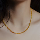 Cadena Rolo de Plata de Ley 925 bañada en Oro con Espirales Rolo Adjuntos - ARN00035GP