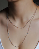 Rhodium Plated 925 Sterling Silver Double Chain - ARN00039RH