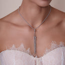 925 Sterling Silver Two Tassel Dangling Necklace - ARN00041