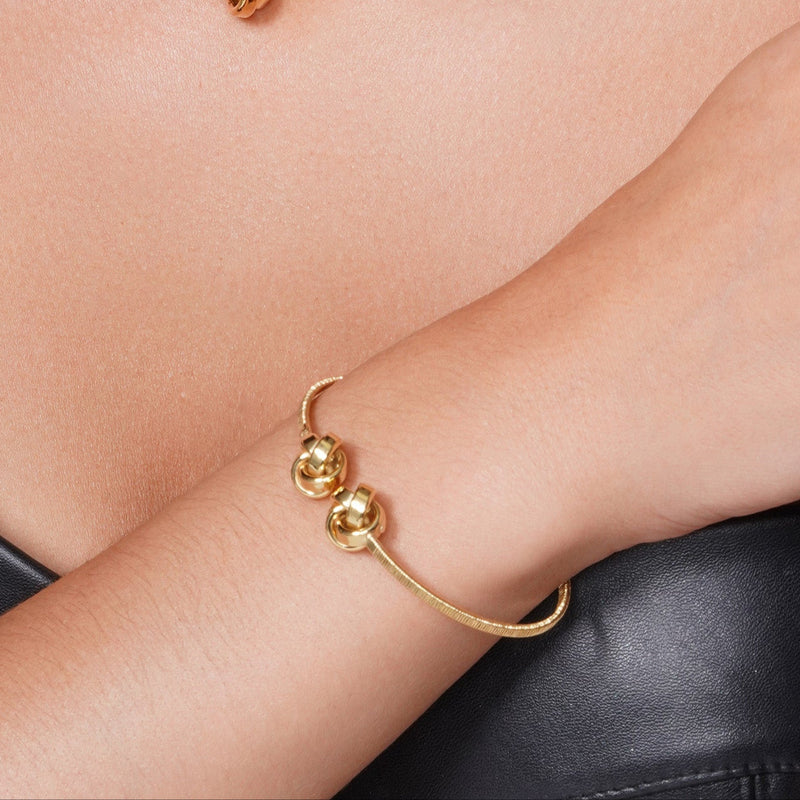 Gold Plated 925 Sterling Silver Knot Cuff Bracelets - ARB00050GP