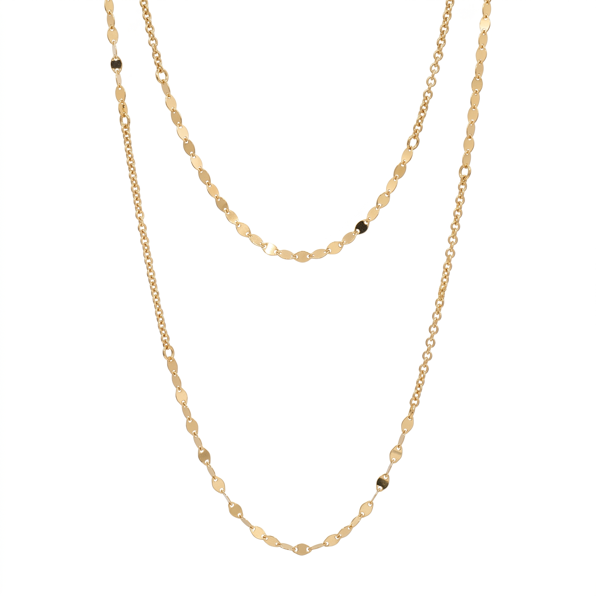 925 Sterling Silver Rolo & Vale Link Layered Necklace - ARN00050