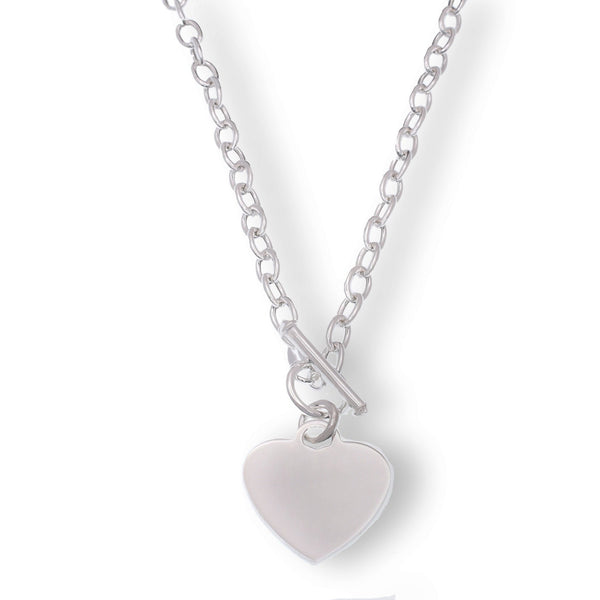 High Polished 925 Sterling Silver 22.5mm x 24mm Heart Charm Necklace - ARN00065