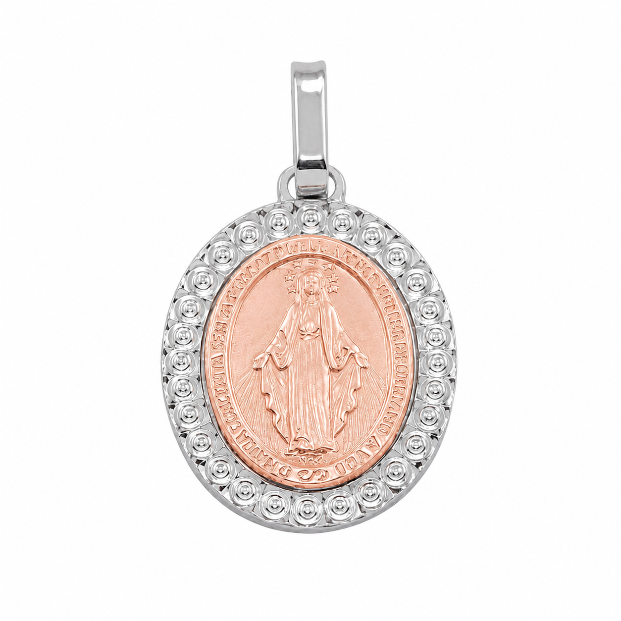 Medallón de la Virgen María en plata de ley 925 bicolor - ARP00019RGP